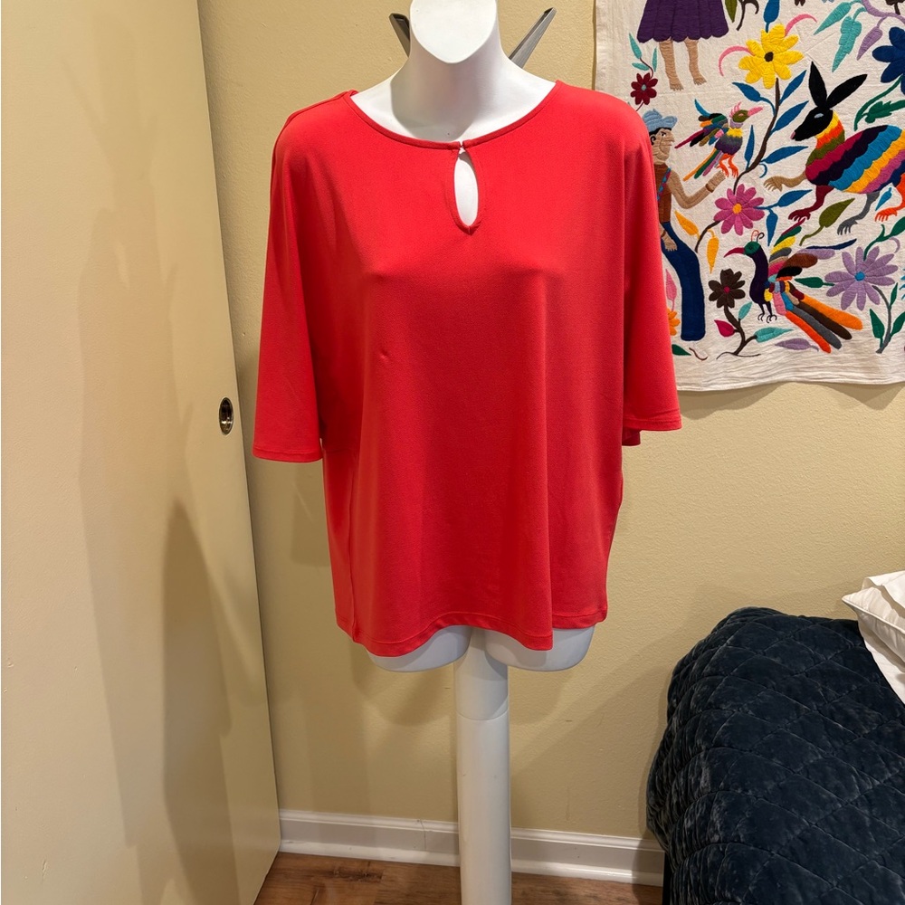 Chico's Red Boxy Blouse with Cut Out